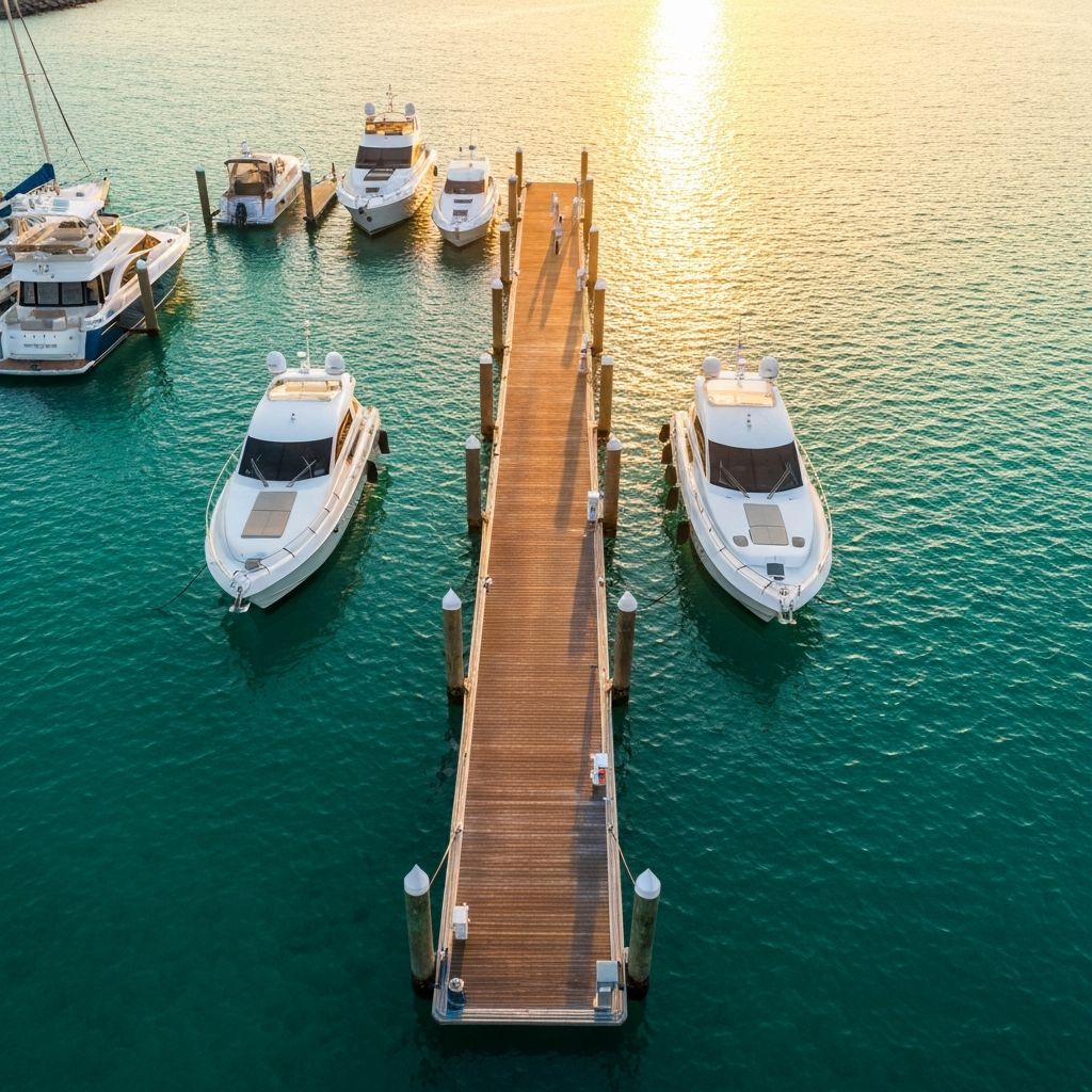 Premium marine dock at sunset